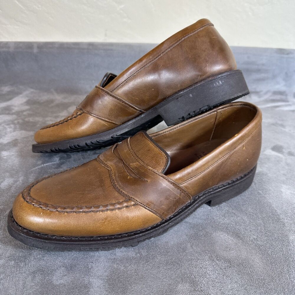 Allen Edmonds 9 D Brown Waxy Leather Full Strap Loafers Men’s USA Made Shoes
